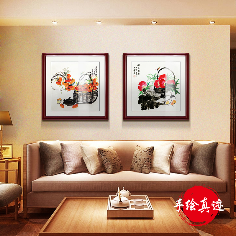 现代新中式国画事事如意餐厅饭厅装饰画水墨挂画客厅壁画墙画手绘