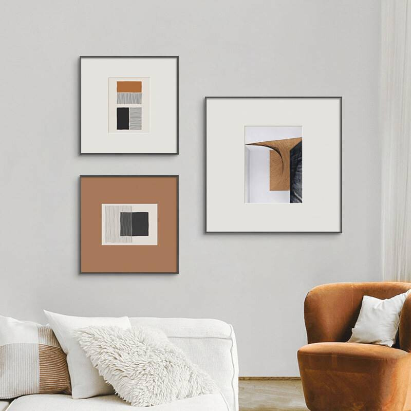 现代简约抽象线条客厅装饰画北欧艺术餐厅卧室橙色壁画晶瓷挂画