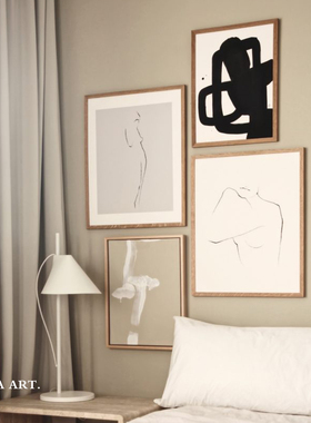 ANNA丹麦设计 现代极简线条人体海报 客厅餐厅卧室样板房装饰画画