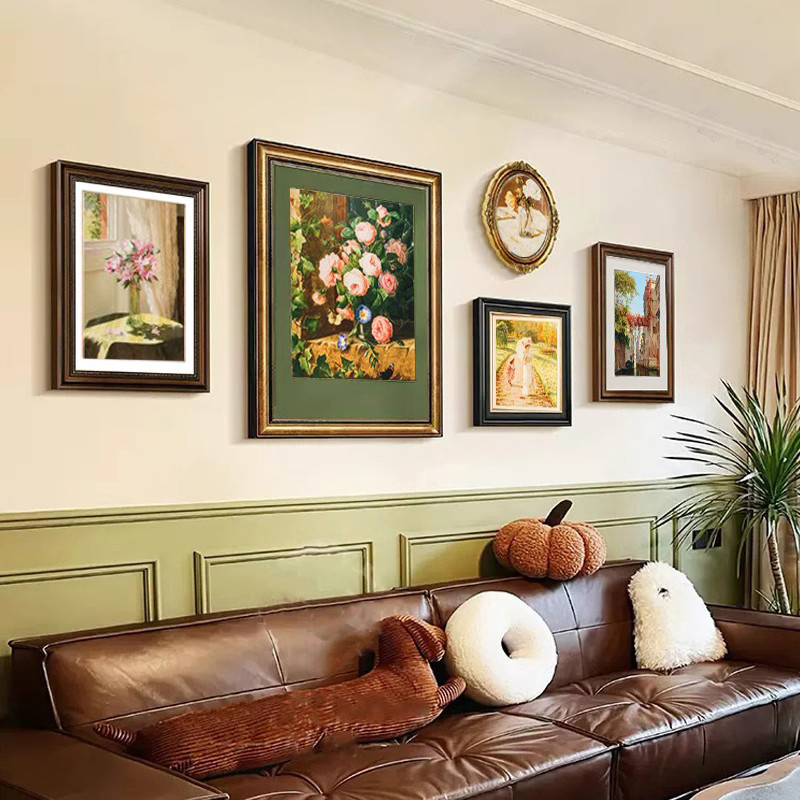 法式风景装饰画小清新美式客厅沙发背景墙挂画小众餐厅画组合壁画