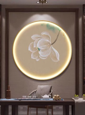 现代简约LED晶瓷壁画灯客厅餐厅佛堂沙发背景墙莲装饰壁画灯挂画