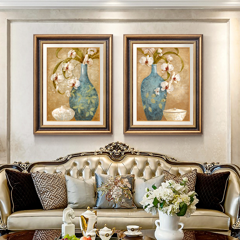现代美式欧式餐厅卧室玄关沙发背景墙画壁画挂画双联客厅装饰画