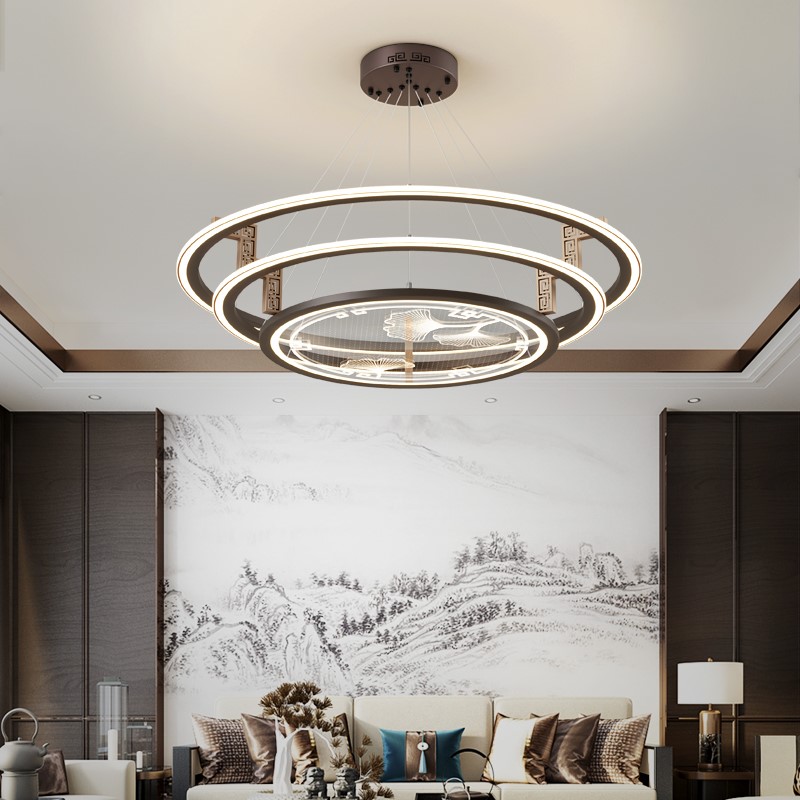 新中式吊灯客厅灯具中国风大气创意茶室书房灯LED圆形餐厅吊灯