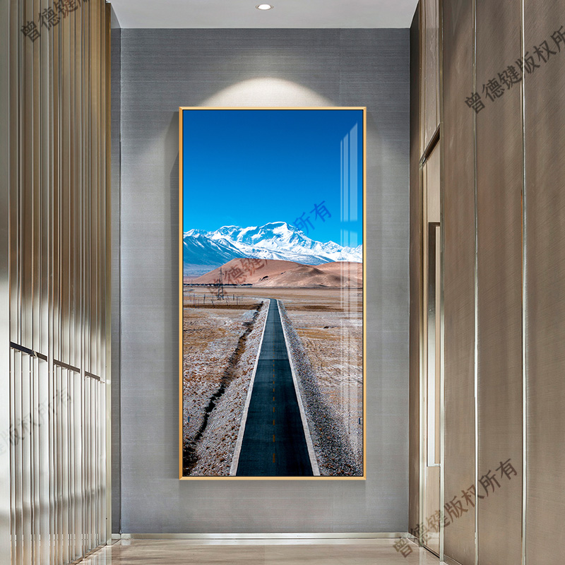 西藏卓奥友峰高清大尺寸单幅客厅壁画餐厅墙面画风景挂画轻奢风