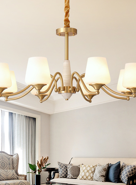 美式客厅吊灯轻奢全铜欧式主卧复古餐厅卧室灯大气法式高级感灯具