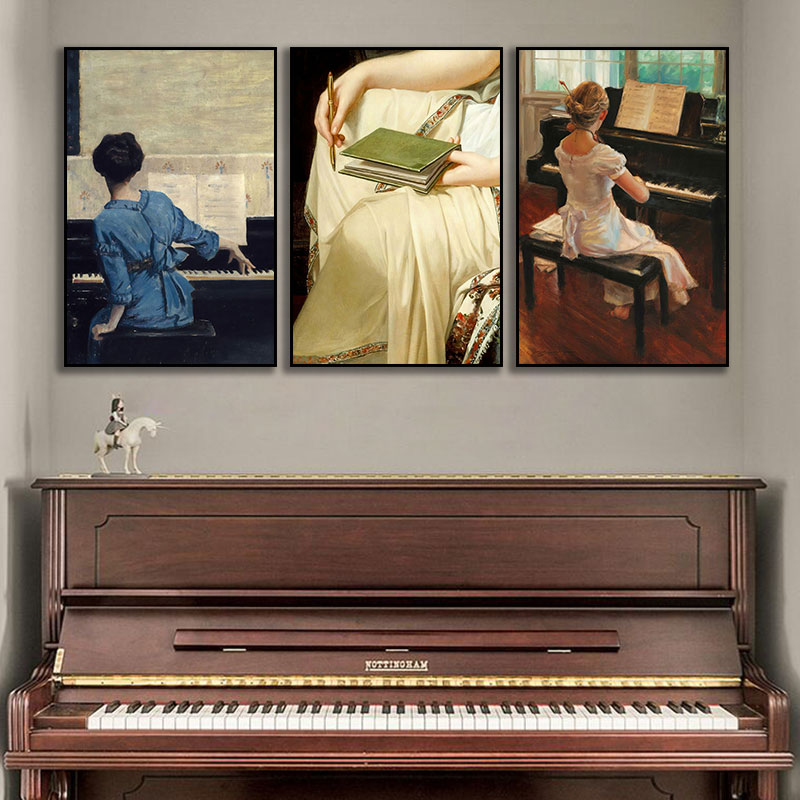欧式复古装饰画钢琴房客厅卧室床头挂画音乐学校教室餐厅艺术壁画