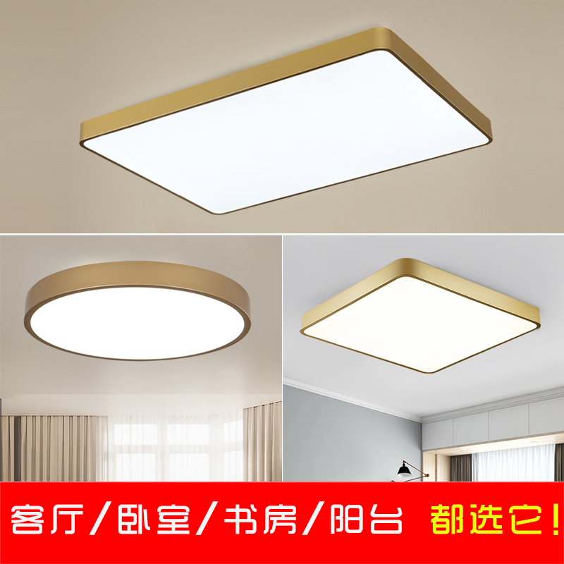 超薄金色银色LED吸顶灯现代简约长方形客厅卧室餐厅阳台智能灯具