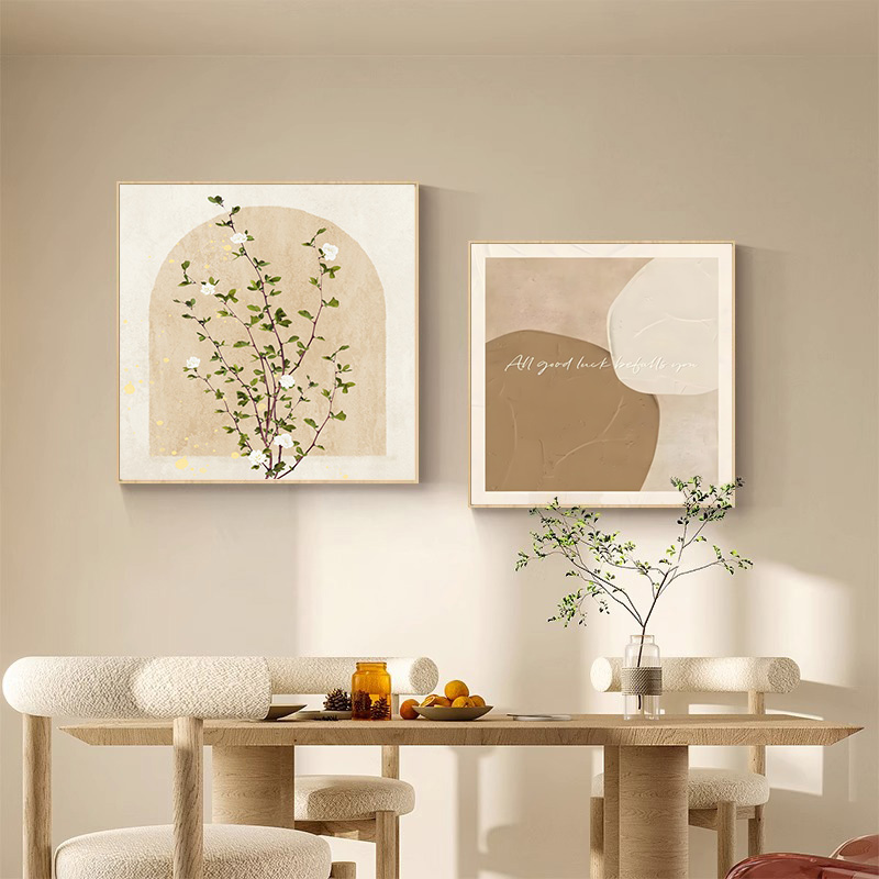 原木风餐厅饭厅装饰画高级感肌理客厅卧室挂画现代简约背景墙壁画