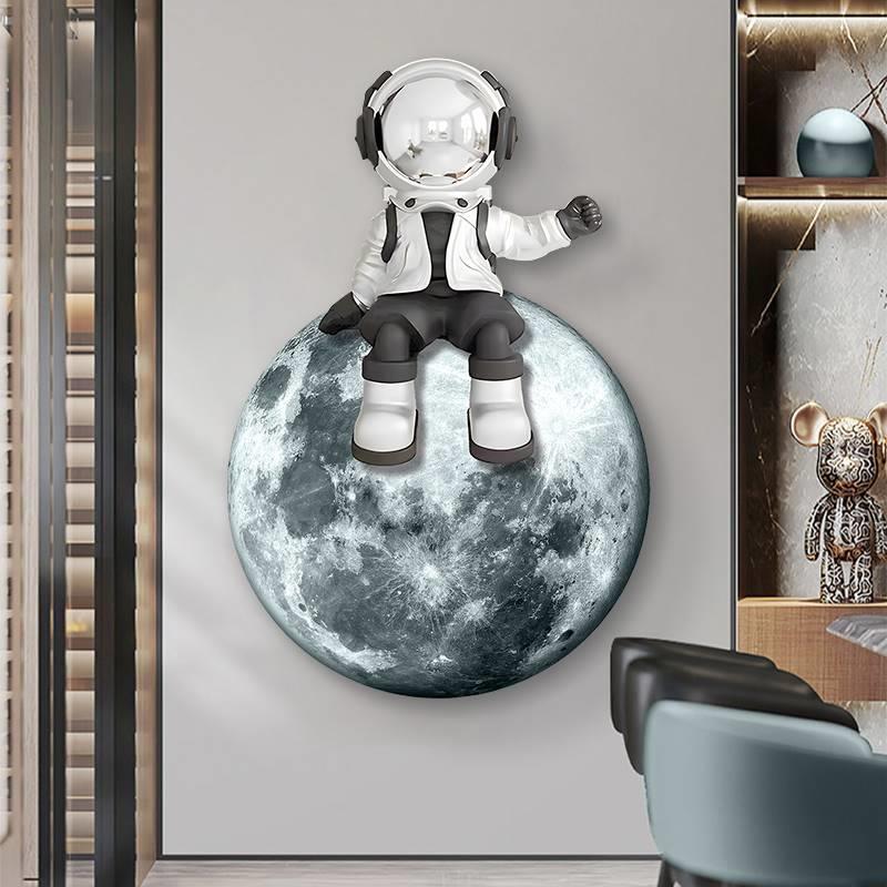 月球宇航员3D立体玄关灯画儿童房卧室太空人壁画走廊餐厅客厅挂画