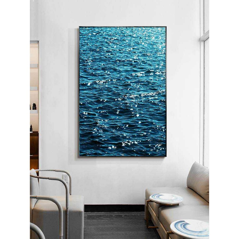 波光粼粼蓝色大海装饰画客厅卧室沙发背景墙画餐厅玄关挂画水波纹