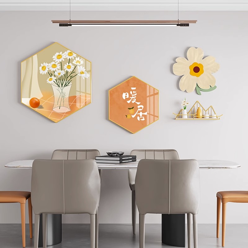 北欧餐厅装饰画温馨饭厅餐桌组合挂画暖居创意客厅沙发背景墙壁画