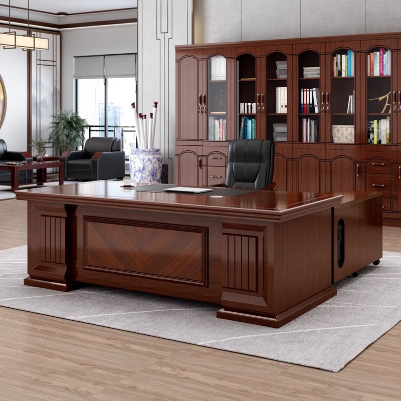 新中式办公桌简约现代办公家具2.8M总裁经理桌大班台办公室老板桌