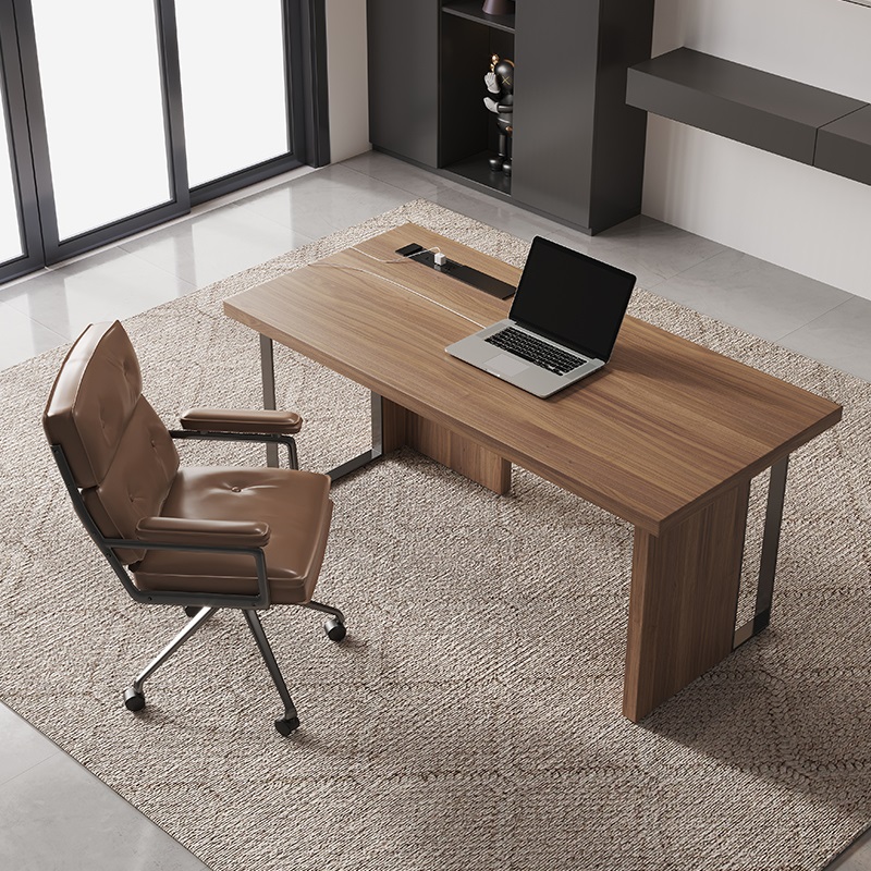 意式极简实木书桌现代简约侘寂风书房办公桌设计师老板高档电脑桌