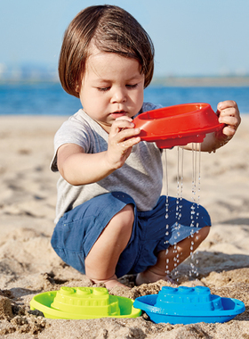 Hape沙滩浴室组合船1-3岁儿童宝宝户外沙子玩具玩沙挖沙模型戏水