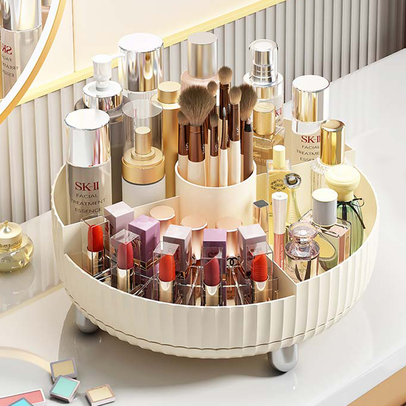 旋转化妆品收纳盒桌面大容量360度护肤品置物架梳妆台简约收纳盘
