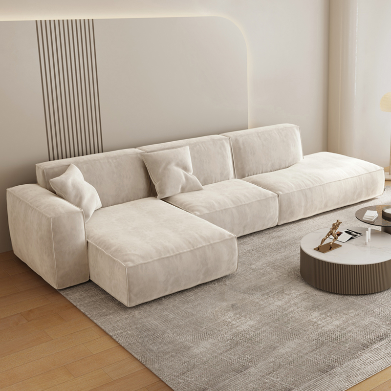 布雷尔奶油风豆腐块布艺沙发客厅大小户型现代简约直排客厅布沙发