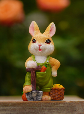 可爱兔子微景观花园阳台装饰花盆景多肉造景摆件办公书桌摆设礼物