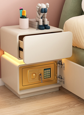 智能床头柜保险箱一体简约现代多功能卧室收纳柜多功能隐藏保险箱