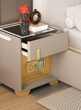 智能床头柜保险柜一体现代简约无线充电多功能小保险箱卧室收纳柜