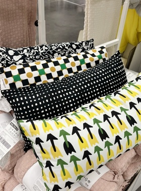 IKEA宜家 桑德莫特花色靠垫沙发抱枕腰枕长条腰垫长方形30x58厘米