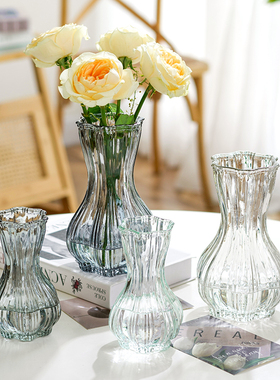 玻璃花瓶透明插花水养百合鲜花水培绿萝绿植干花小号客厅桌面摆件