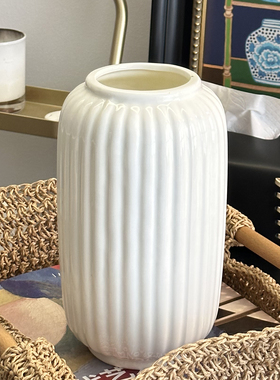 小众白色ins风法式复古花瓶陶瓷轻奢客厅餐桌花器摆件欧式大号