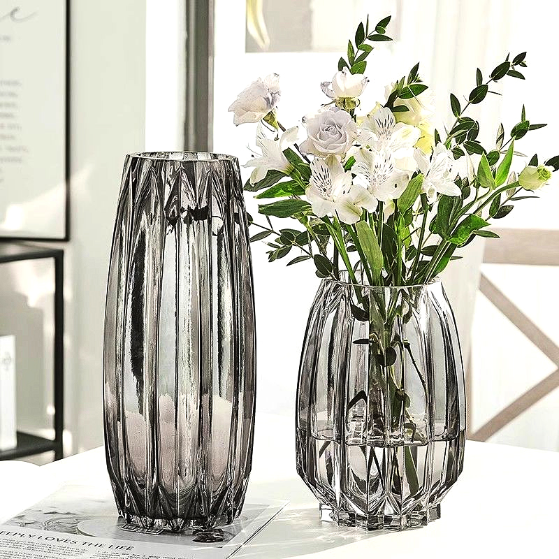 北欧轻奢玻璃花瓶透明客厅高级感插花水养鲜花装饰精致花器摆件