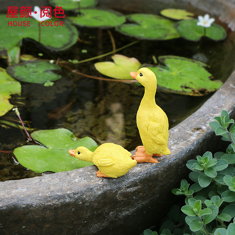 树脂小黄鸭子动物迷你摆件花园庭院盆栽花盆水缸造景微景观装饰品