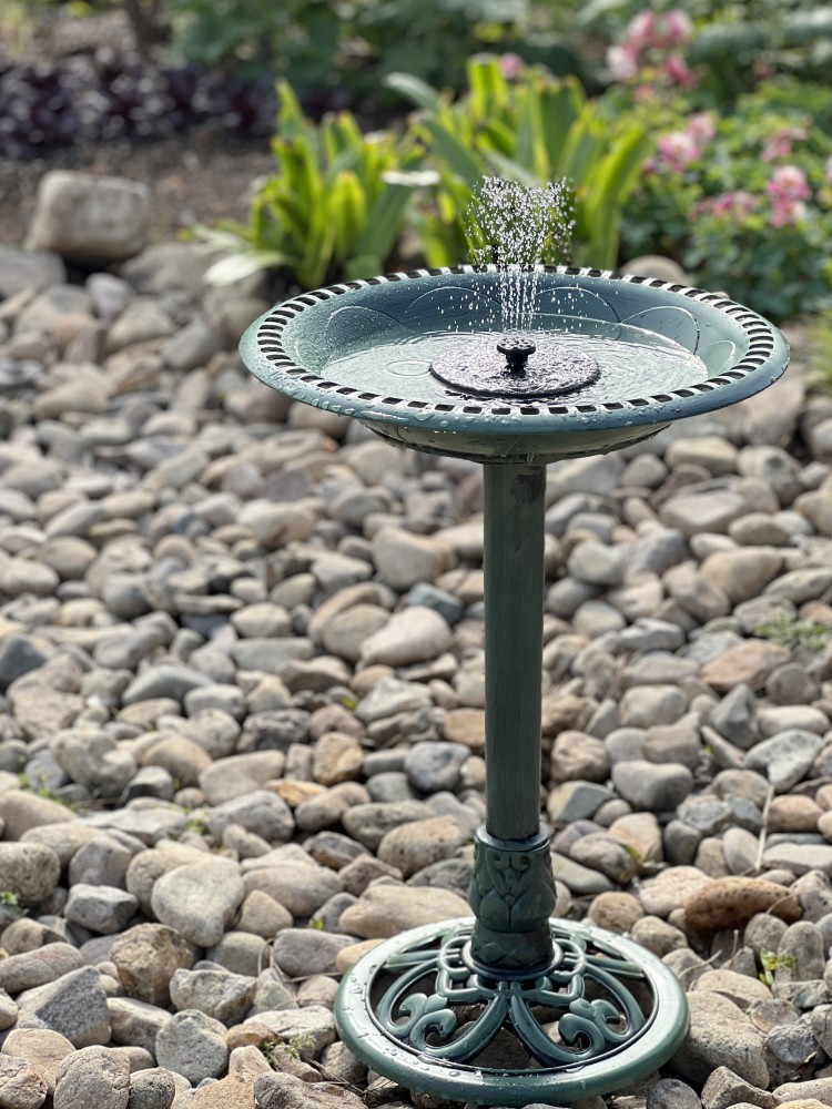 新款太阳能喷泉户外水池鸟浴盆喷泉泵园林花园水景喷泉灯塑料盆