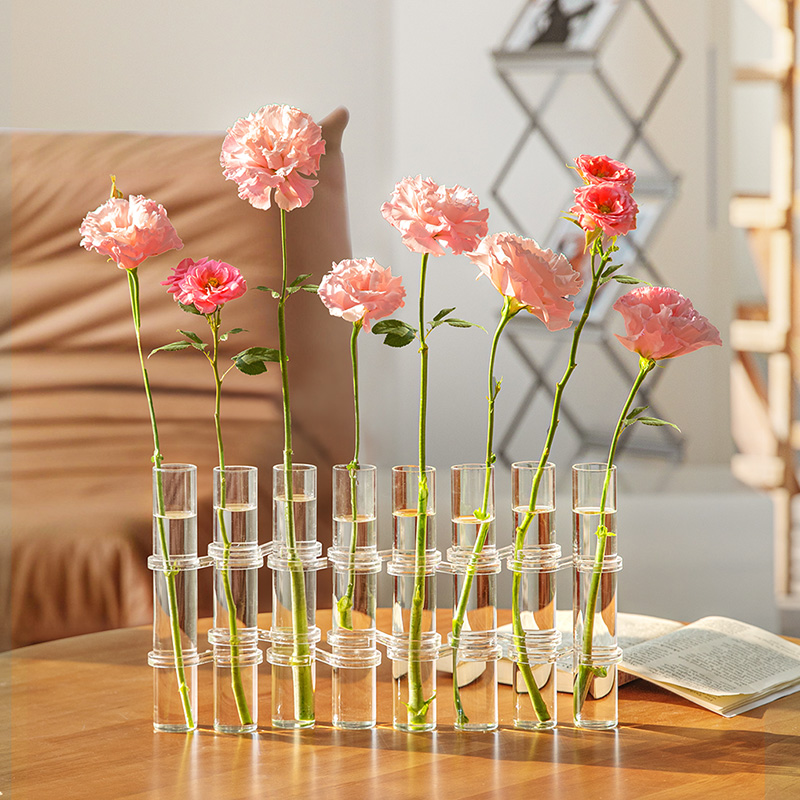 视远网红高级感一排花瓶试管透明玻璃花瓶水培插花客厅家居小摆件