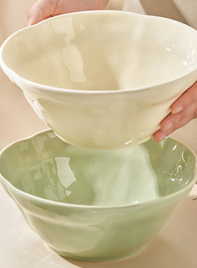 奶油风陶瓷面碗家用2024新款吃面碗拉面碗高颜值泡面碗大碗汤碗