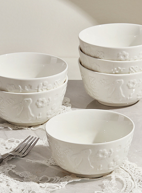 釉下彩吃饭碗家用陶瓷高级感米饭碗特别好看的碗盘碟餐具套装小碗