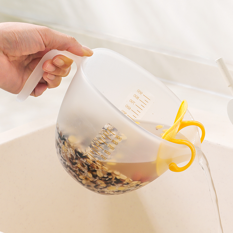 日本家用洗米筛厨房淘米篮子塑料不漏米沥水碗盆神器过滤量杯筛子