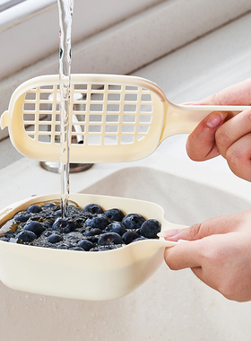 日式迷你洗水果神器简约清洗篮家用厨房洗菜篮带手柄蓝莓沥水篮小