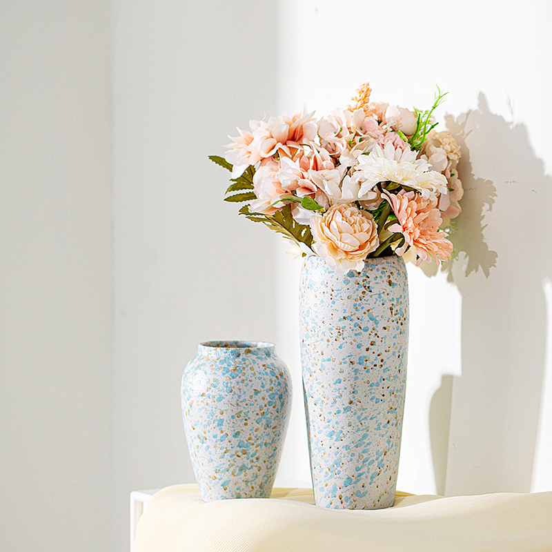 无孔简约窑变陶瓷花瓶家居客厅桌面装饰摆件小清新干花插水培花器