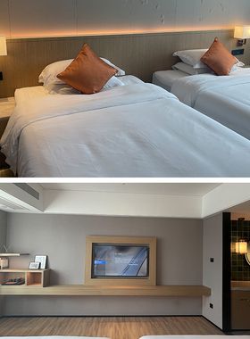 主题酒店家具标间全套床单身公寓客房组合电视柜横板宾馆成套双床