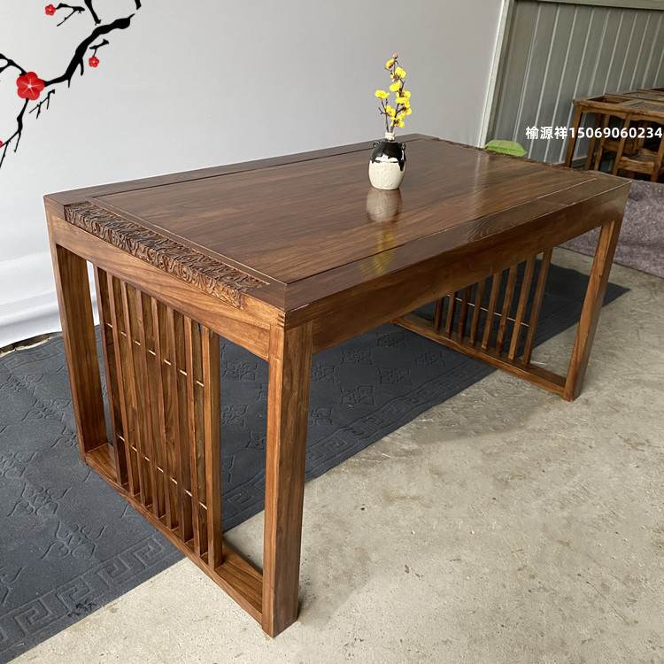 老榆木实木茶桌椅组合新中式成套书桌家用客桌简约画案禅意干泡台