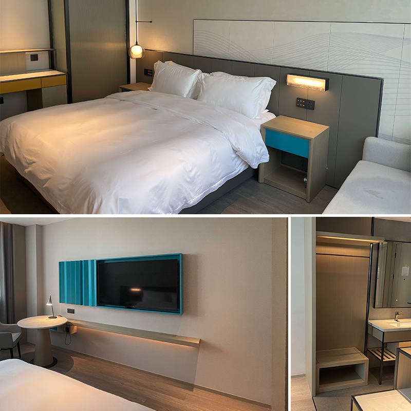 酒店家具定制标间全套床公寓客房组合桌子行李架宾馆成套双床设计