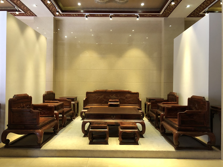 天香倾城 老挝大红酸枝明式沙发13件套交趾黄檀客厅成套红木家具