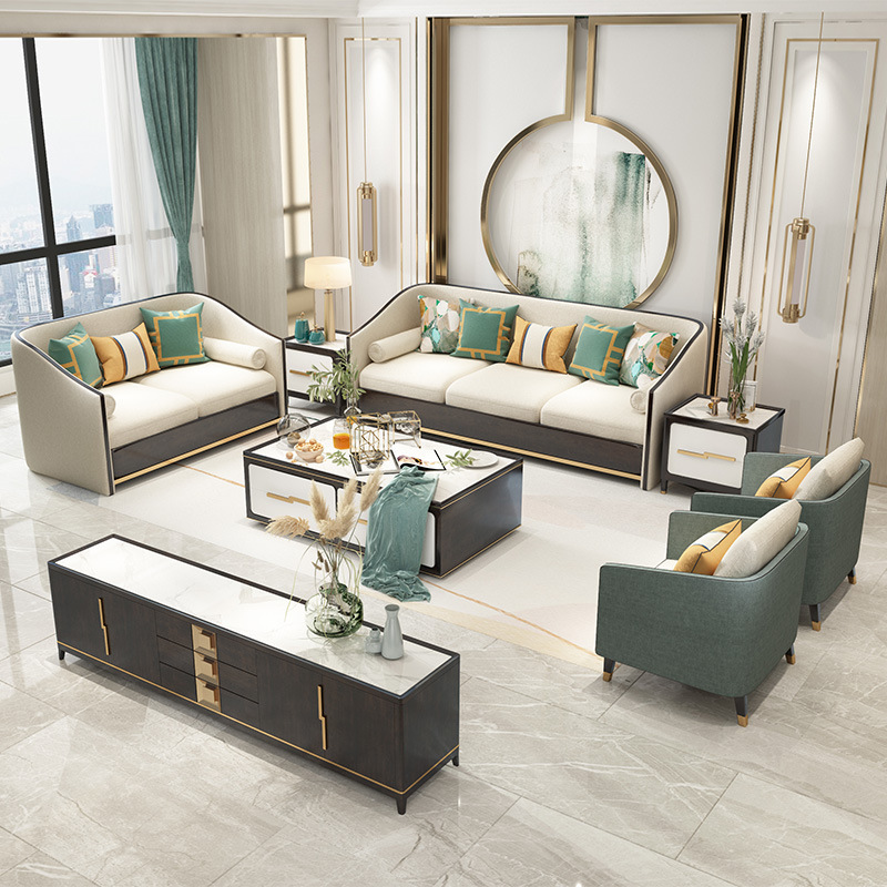 新中式实木沙发组合现代中式客厅样板间轻奢全屋成套家具