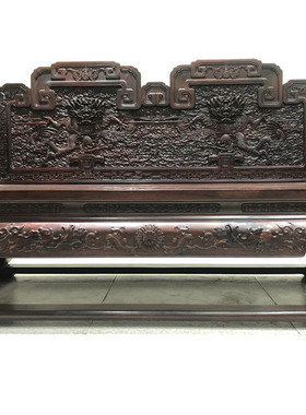 天香倾城 老挝大红酸枝雕龙沙发10件套交趾黄檀客厅成套红木家具