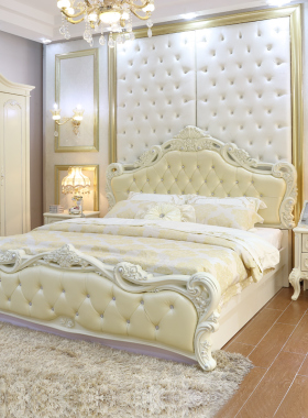 欧式床双人床雕花1.8米实木床田园床公主床储物婚床卧室成套家具