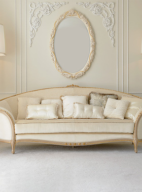 包邮美式实木布艺沙发单双三人组合复古做旧法式高端定制成套家具