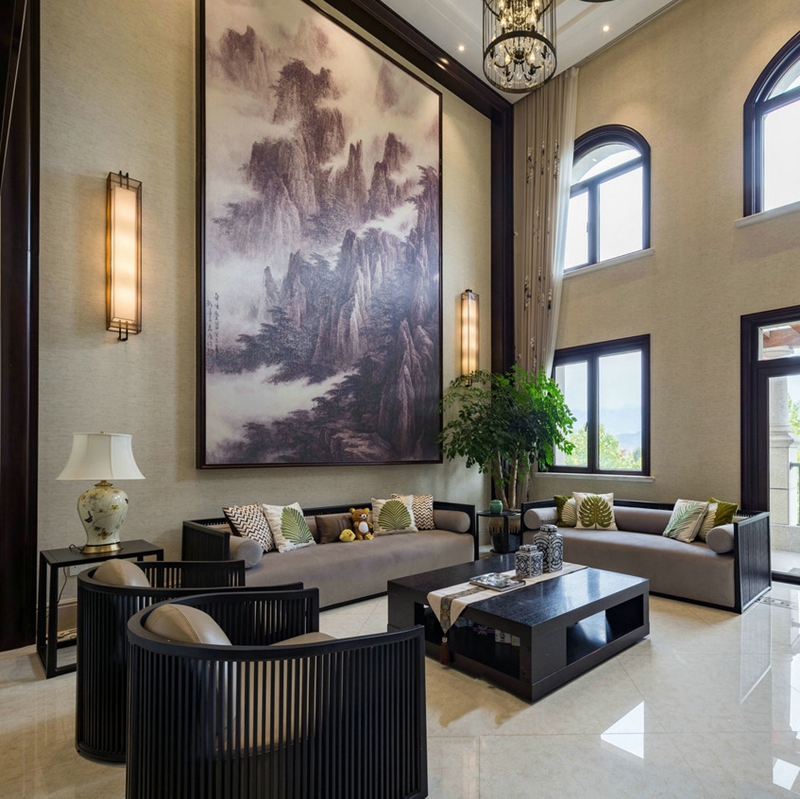新中式实木沙发组合现代中式禅意木质布艺小户型客厅成套家具定制