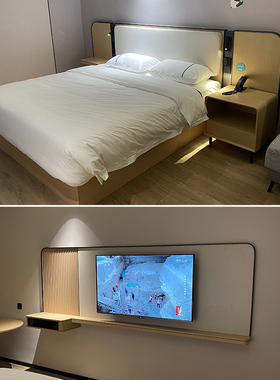 快捷酒店家具定制设计翻新民宿成套双人床靠公寓组合电视框宾馆床