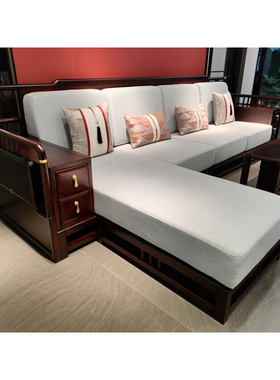 新中式乌金木实木沙发组合现代轻奢大户型别墅成套客厅家具