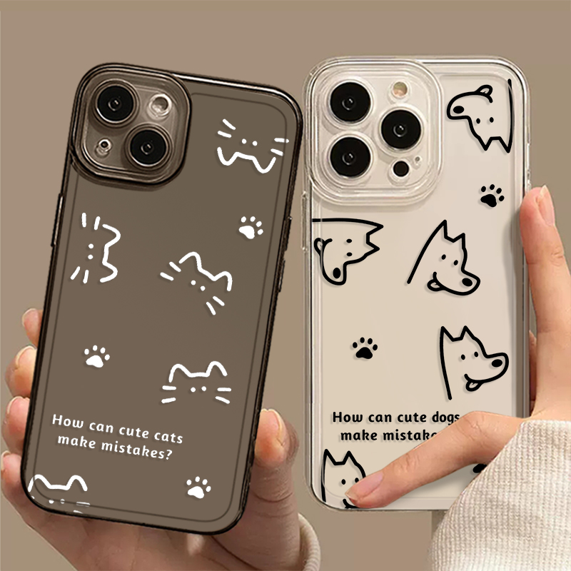 猫咪小狗手机壳适用于苹果13情侣iphone14promax可爱14plus卡通12有趣11一对mini创意xr透明xs软7女款8p套pro