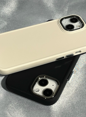 简约高级感纯色电镀镜头适用iPhone14promax苹果13手机壳情侣13pro新款14pro防摔12硅胶11男女款XR软壳保护套