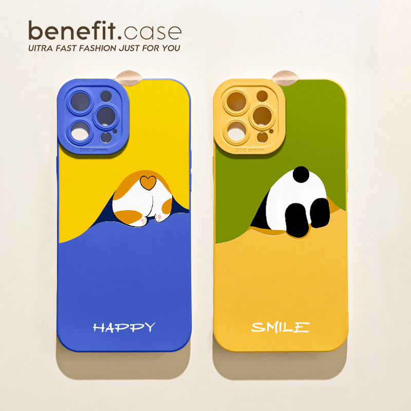 benefit卡通可爱熊猫情侣适用于苹果15手机壳13iphone14promax新款12套11简约xsmax个性xr硅胶8plus防摔7mini