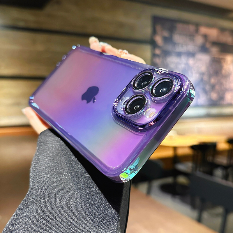 高级感暗紫色适用苹果14promax手机壳iPhone13新款12自带玻璃镜头膜11透明max男士14Pro简约女ip15情侣保护套